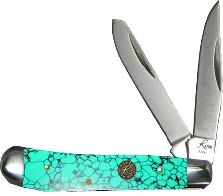 ABKT Roper Stone Peanut 2-Blade Folding Knife Sea Foam Handle
