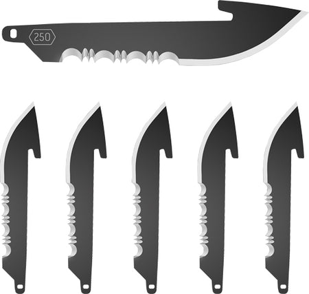 Outdoor Edge Drop Point 2.5" Black Serrated Replacement Blades 6-Pack