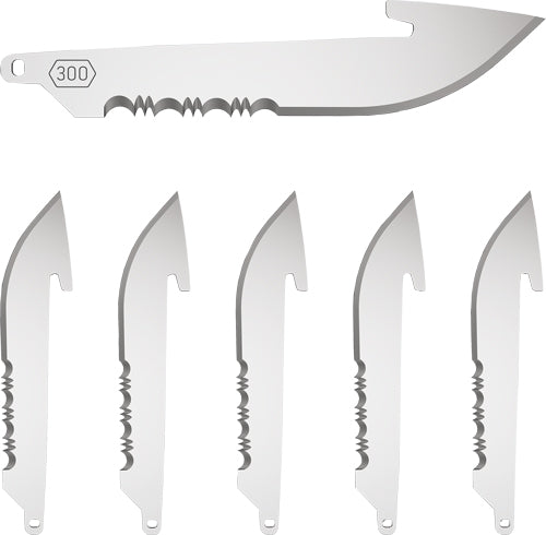 Outdoor Edge Drop Point 3" Black Serrated Replacement Blades 6-Pack
