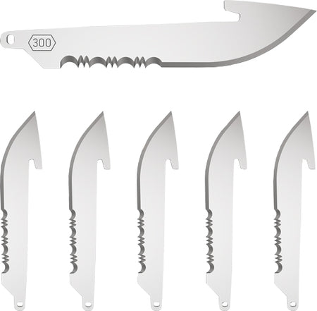 Outdoor Edge Drop Point 3" Black Serrated Replacement Blades 6-Pack