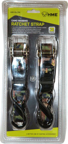 HME Camo Ratchet Strap 1" x 8 Foot Heavy Duty 2 Pack