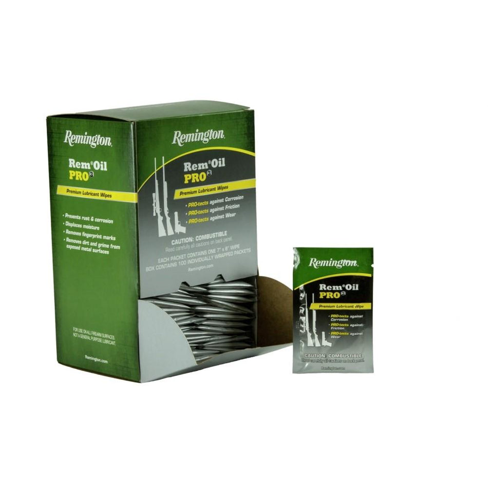 Remington Pro3 Premium Firearm Lubricant & Protectant Wipes 100 Pack
