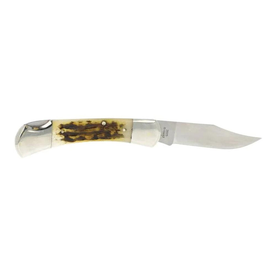 Remington Ole Granddad Bullet Pocket Knife Stag 440-C Steel 3-3/4" Clip