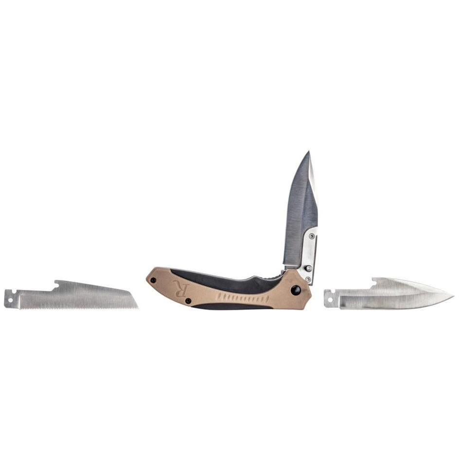 Remington RXB Liner Lock Multi-Blade Folder Knife 4.5" Tan Black