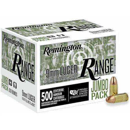 Remington 9mm Luger / Parabellum Range Jumbo Pack 115 grain Full Metal Jacket ammunition