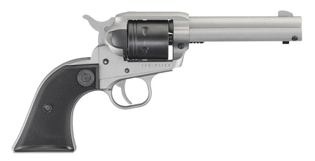Ruger 2003 Wrangler 22 LR 6 Shot 4.62" Silver Cerakote, Silver Cerkoate Aluminum Frame & Cylinder Black Checkered Polymer Grips