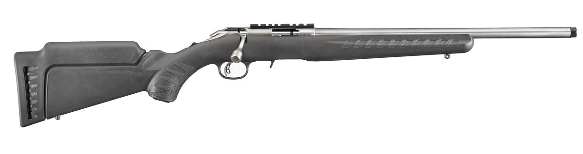 Ruger 8353 American Rimfire Full Size 17 HMR 9+1 18" Satin Stainless Steel Threaded Barrel & Receiver w/Scope Rail, Black Fixed Synthetic Stock, Right Hand