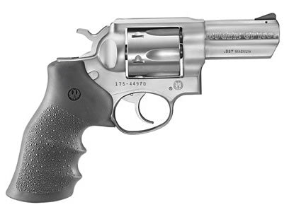 Ruger 1715 GP100 Medium Frame 357 Mag 6rd 3" Satin Stainless Steel Barrel, Cylinder & Frame, Hogue Monogrip, Transfer Bar Safety, Exposed Hammer