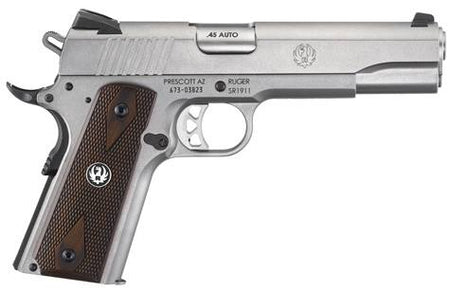 Ruger 6700 SR1911 Full Size 45 ACP 7+1/8+1 5" Low-Glare Stainless Steel Barrel, Serrated Stainless Steel Slide & Frame w/Beavertail, Hardwood Grip, Right Hand