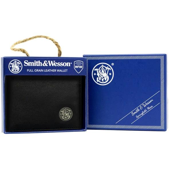 Cameleon S&W Black Bifold Wallet - Top Grain Leather with RFID Protection