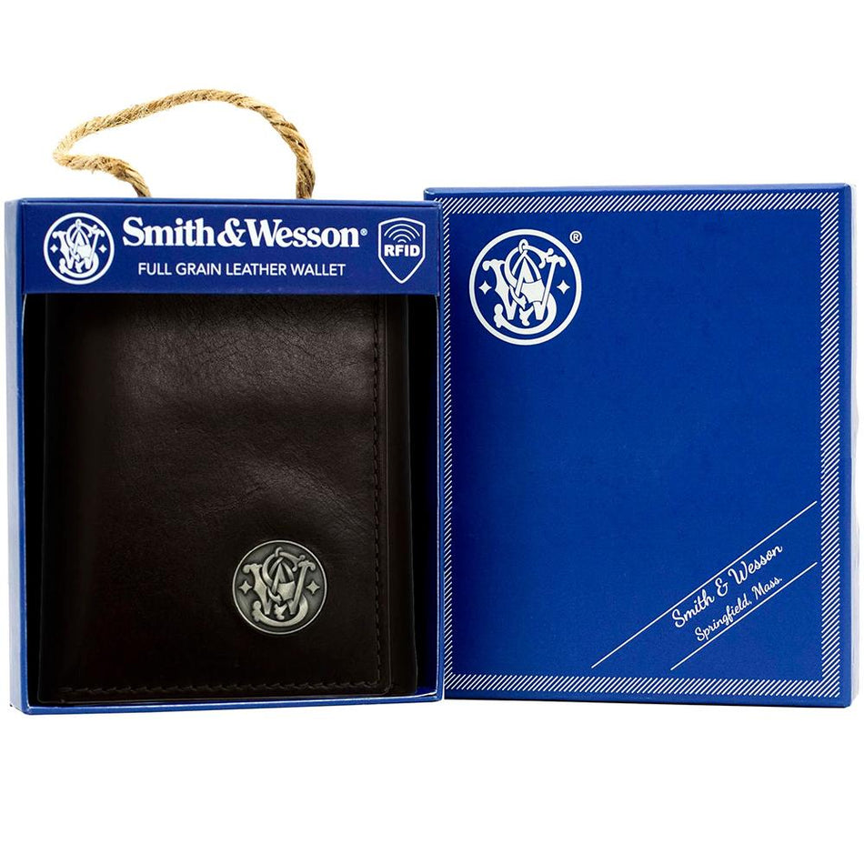 Cameleon S&W Top Grain Cowhide Tri-Fold Wallet Brown