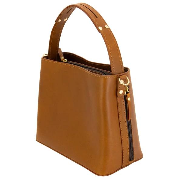 Cameleon S&W Tan Leather Bucket Bag Concealed Carry Purse