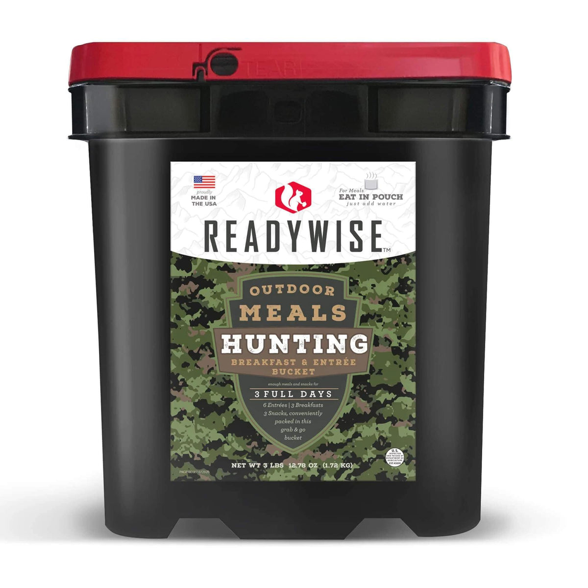 Readywise Outdoor Hunting Meal Bucket 37.5 Servings – Lightweight Freeze Dried