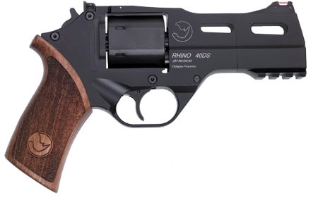Chiappa Firearms CF340244 Rhino 40SAR 357 Mag 6 Shot 4" Black Anodized Steel Barrel, Blued Steel Cylinder, Black Anodized Aluminum Frame & Barrel Shroud, Picatinny Accessory Rail, Walnut Grip