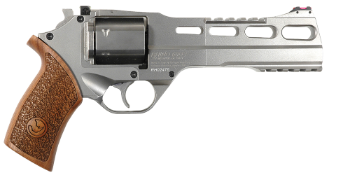 Chiappa Firearms CF340249 Rhino 60SAR *CA Compliant 357 Mag 6 Shot 6" Nickel-Plated Steel Barrel & Cylinder, Nickel-Plated Aluminum Frame & Barrel Shroud, Picatinny Rails, Walnut Grip