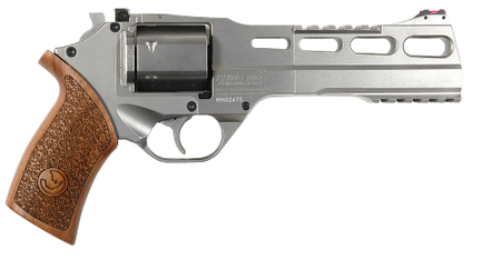 Chiappa Firearms CF340249 Rhino 60SAR *CA Compliant 357 Mag 6 Shot 6" Nickel-Plated Steel Barrel & Cylinder, Nickel-Plated Aluminum Frame & Barrel Shroud, Picatinny Rails, Walnut Grip