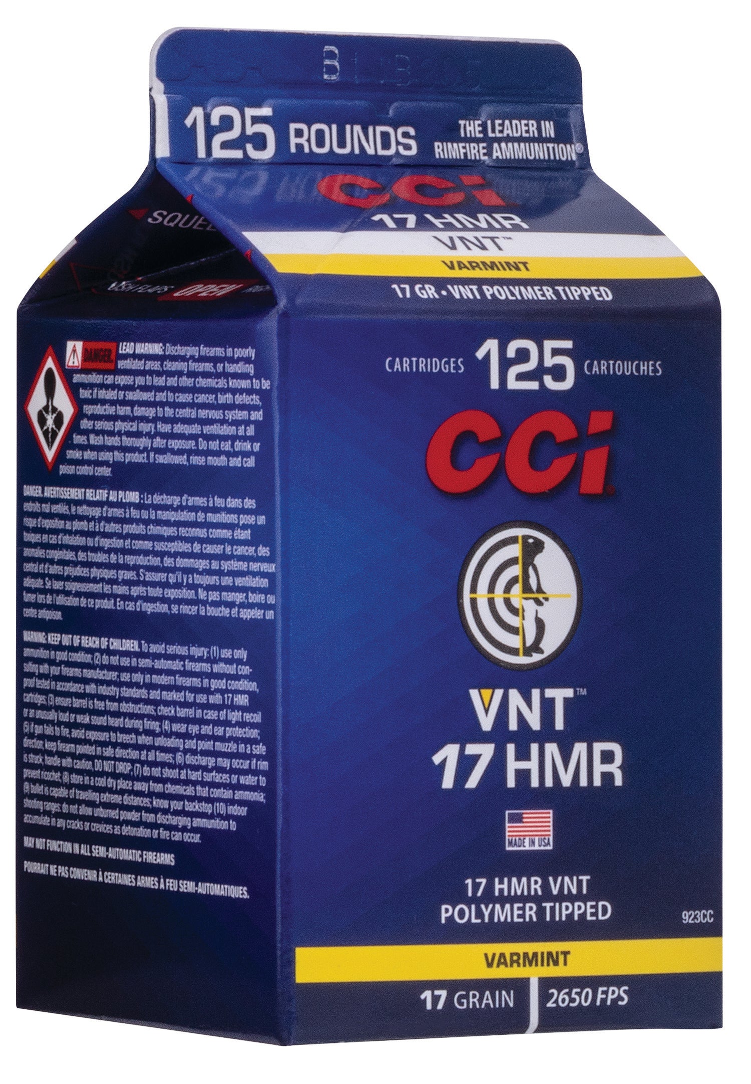 CCI VNT Varmint Tipped 17 Grain .17 HMR 2650 fps 604544655636