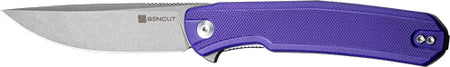 SENCUT Scitus 3.47" Gray Stonewash D2 Folding Knife Purple G10 with Liner Lock