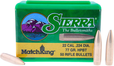 Sierra Bullets .224 Diameter 77 Grain HPBT MatchKing w/Cannelure 50ct