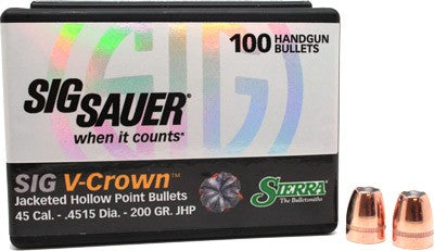 Sierra Bullets .4515 Diameter 200 Grain Sig V-Crown JHP 100ct