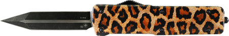 Templar Small OTF Knife 2.75" Black Dagger Leopard Aluminum