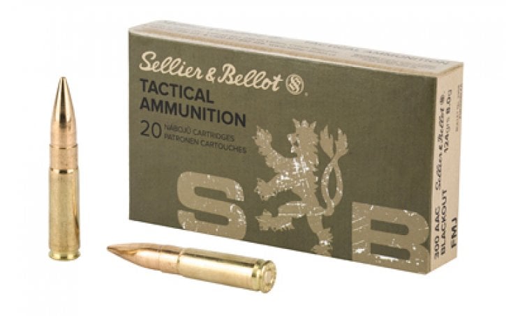 Sellier and Bellot .300 AAC Blackout Rifle 124 grain Full Metal Jacket ammunition