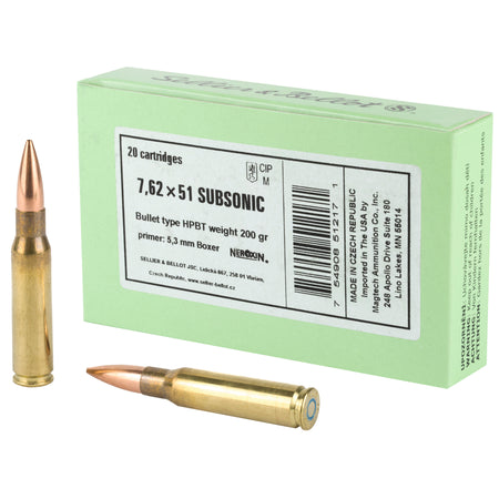 Sellier and Bellot .308 Win / 7.62x51mm Match 200 grain Hollow Point Boat Tail Subsonic ammunition