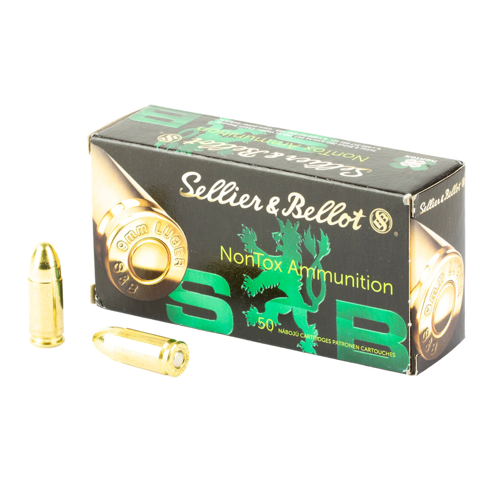 Sellier and Bellot 9mm Luger / Parabellum NonTox 124 grain Full Metal Jacket ammunition