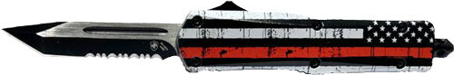 Templar Small OTF Knife 2.75" Black Tanto Serrated Back the Red