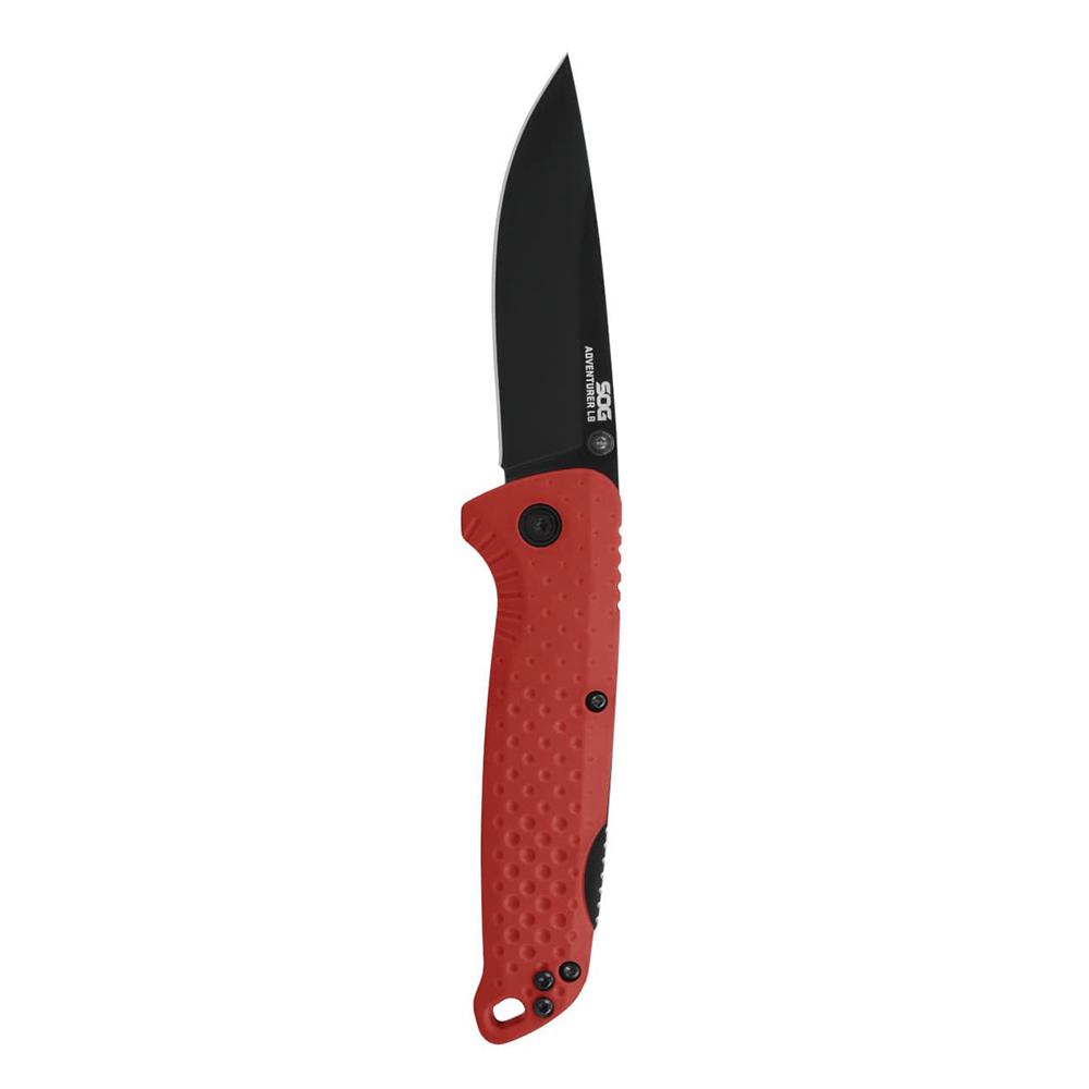 SOG Adventurer LB Red Handle Folding Knife 3" Drop Point