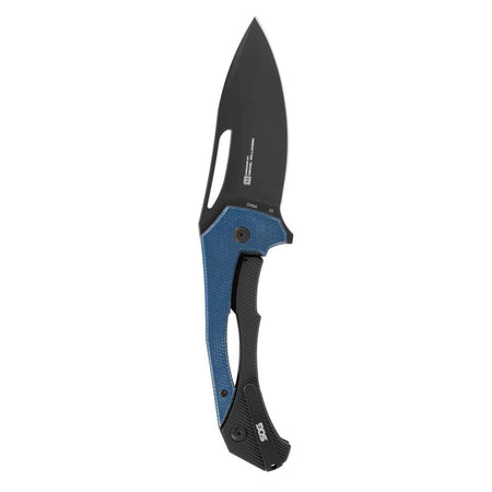 SOG Bulwark FLK Folding Knife 3" Blade Drop Point Black PVD Blue Presentation Box
