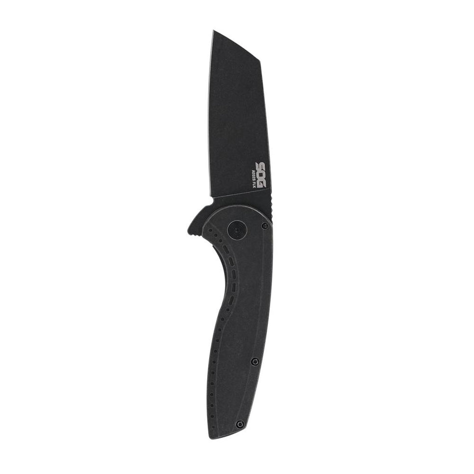 SOG Aegis FLK 2.0 Folding Knife 3-1/4" Wharncliffe Blade Black 8Cr13MoV Steel