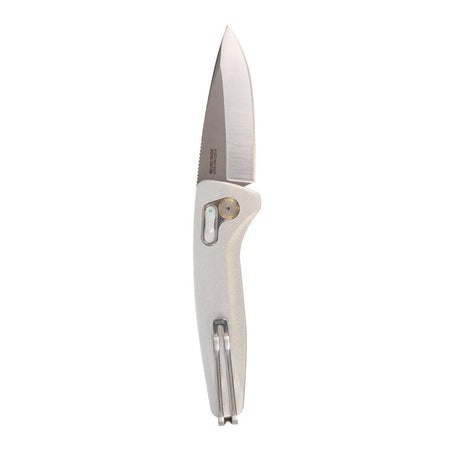 SOG One-Zero AU S35VN Drop Point Auto Folding Knife 3-1/10" Silver Chrome