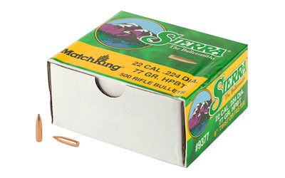 Sierra Bullets MatchKing .224 Diameter 77gr Hollow Point Boat Tail Projectiles, 500 Pack 9377