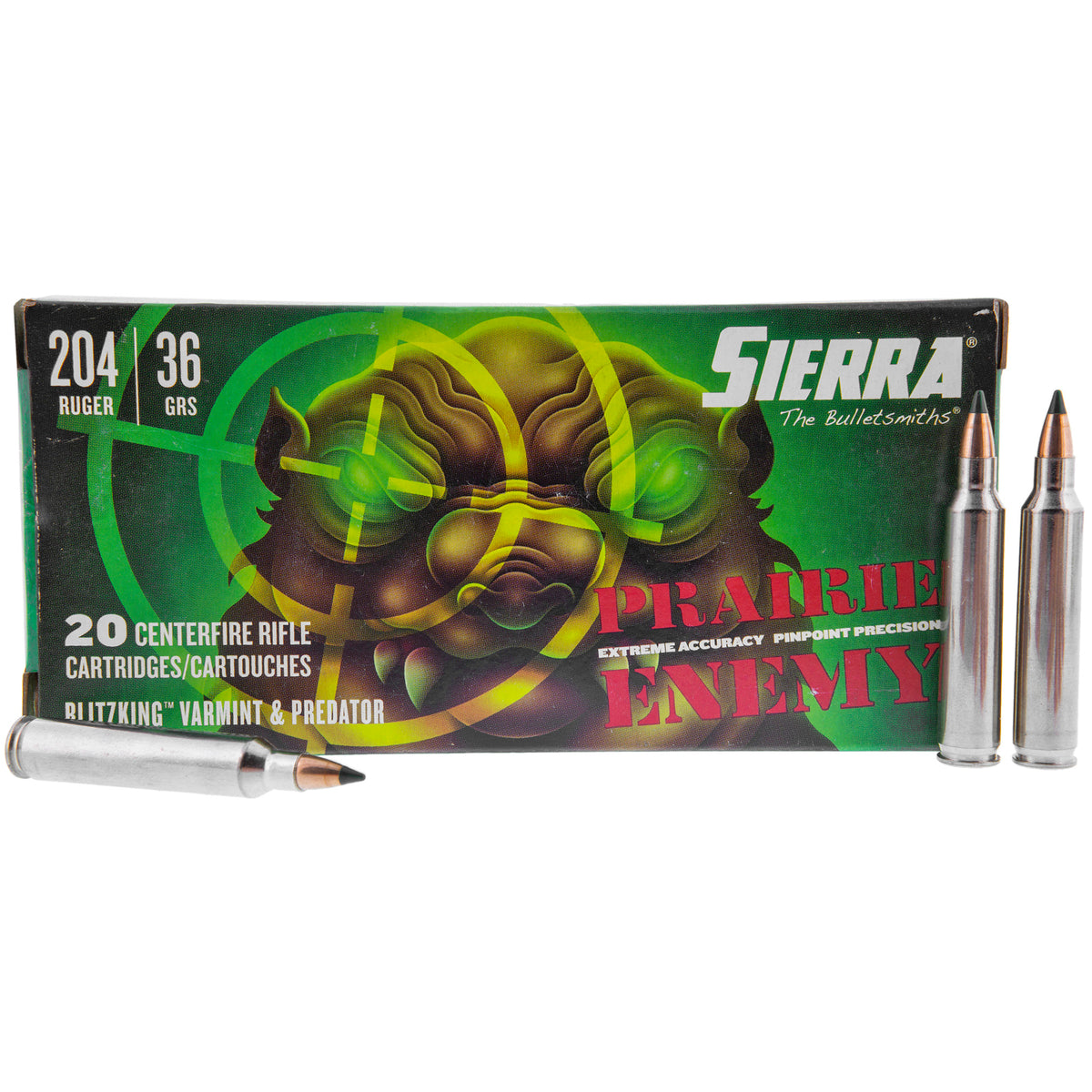 Sierra .204 Ruger Prairie Enemy 36 grain Sierra BlitzKing ammunition