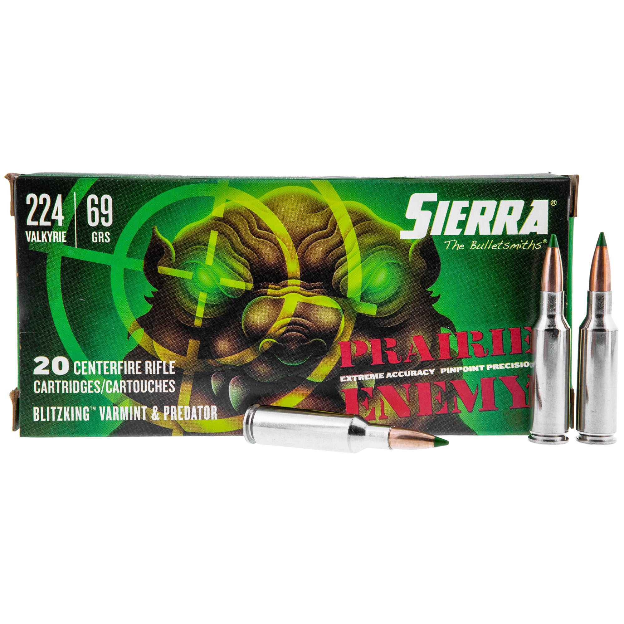 Sierra Prairie Enemy Sierra BlitzKing 69 Grain .224 Valkyrie 3125 fps 604544658972