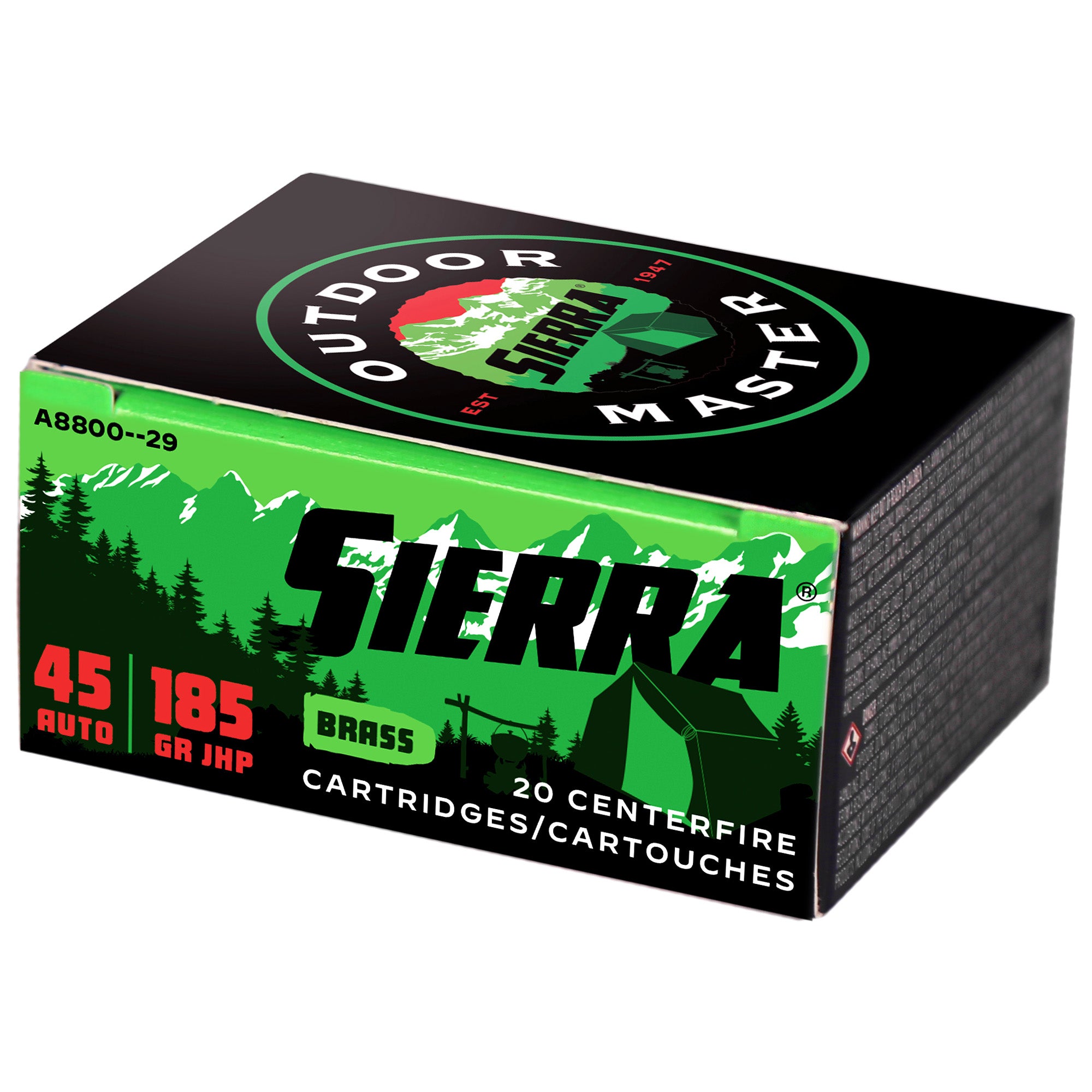 Sierra Outdoor Master Jacketed Hollow Point 185 Grain .45 ACP/Auto  092763600153