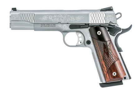 SW1911 45ACP 5" SS/WD ENGRAVED 10270 WHITE DOT SIGHTS