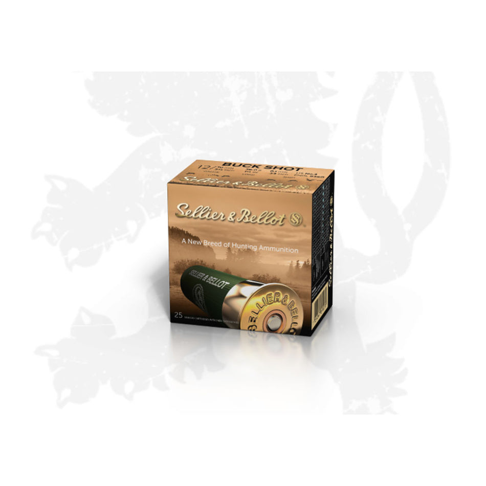 Sellier and Bellot 12 Gauge Shotgun Ammo SB Buck Shot Hunting 27 Pellets 2.75 in 1-1/4 oz #4 Buck