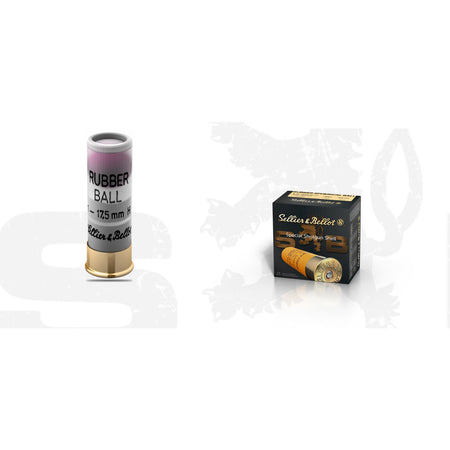 Sellier and Bellot 12 Gauge Shotgun Ammo Rubber Spherical Rubber Ball 1 BALL 2.75 in 1/8 oz Less Lethal