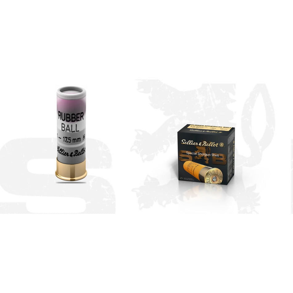 Sellier and Bellot 12 Gauge Shotgun Ammo Rubber Spherical Rubber Ball 1 BALL 2.75 in 1/8 oz Less Lethal