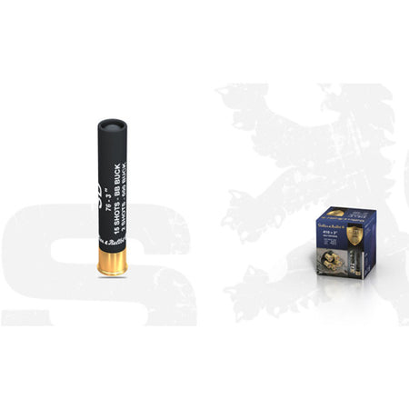 Sellier and Bellot .410 Bore Shotgun Ammo Elite Protection Self Defense 15 Pellets / 2 Pellet 3 in 11/16 oz BB / 000 Buck
