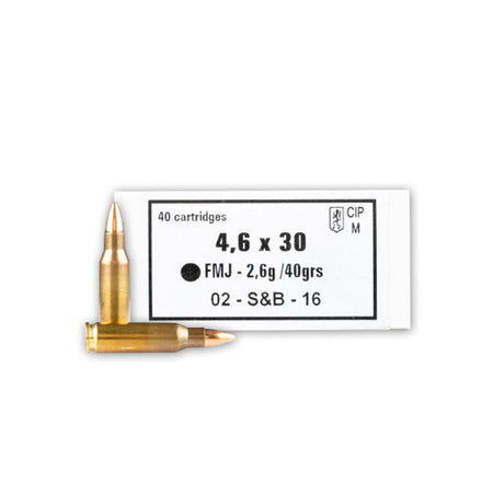 Sellier and Bellot 4.6X30mm HK Handgun 40 grain Full Metal Jacket ammunition