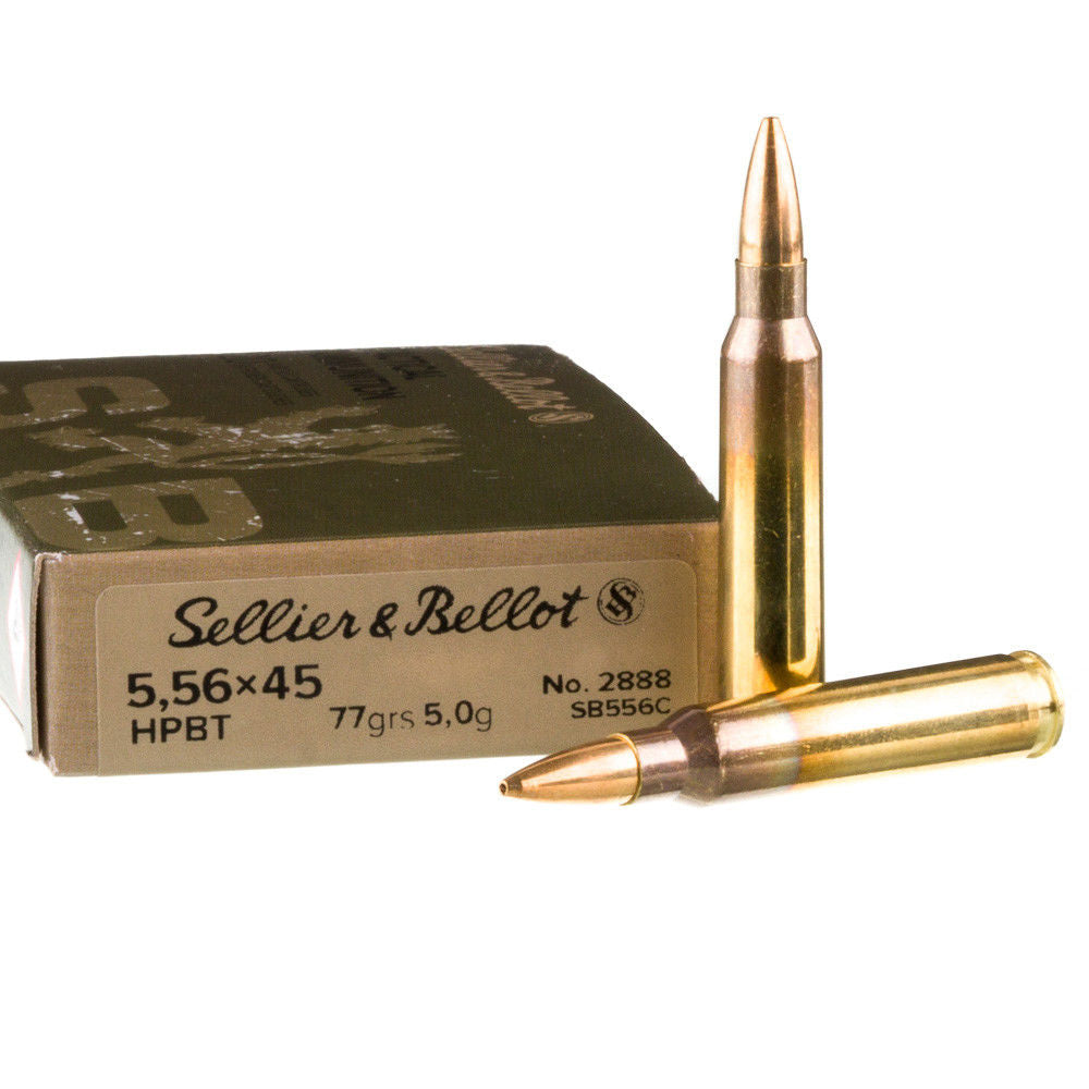 Sellier and Bellot 5.56x45mm NATO Tactical 77 grain Hollow Point Boat Tail ammunition