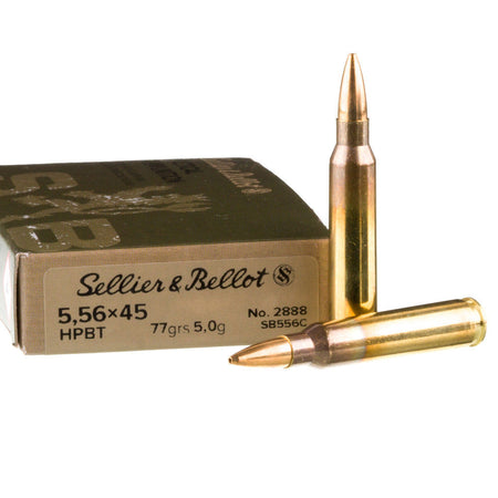 Sellier and Bellot 5.56x45mm NATO Tactical 77 grain Hollow Point Boat Tail ammunition