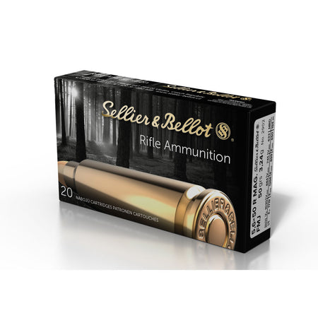 Sellier and Bellot 5.6x50mm Rimmed Mag Rifle 50 grain Full Metal Jacket ammunition