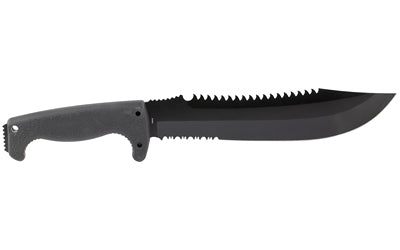 SOG Jungle Primitive Fixed Blade Survival Knife, 9.5" Partially Serrated Blade, 8Cr13MoV Steel, Black GRN Handle & Nylon Sheath