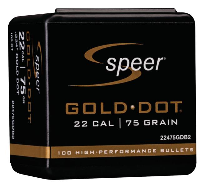 Speer Gold Dot .224" 75 gr Soft Point Component Rifle Bullets 100/ct