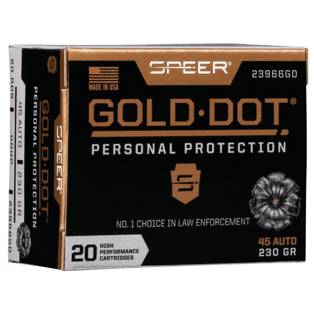 Speer .45 ACP/Auto Gold Dot Personal Protection 230 grain Hollow Point ammunition