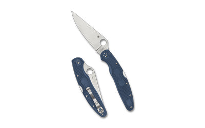 Spyderco C07PCBL4 Police 4 Lightweight, 4.38" Drop Point SPY27 Blade, Blue FRN Handle, Back Lock